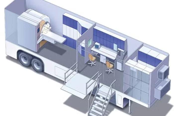 GE Mobile CT Trailer Rental & Service: Mobile MRI trailer interior exam room